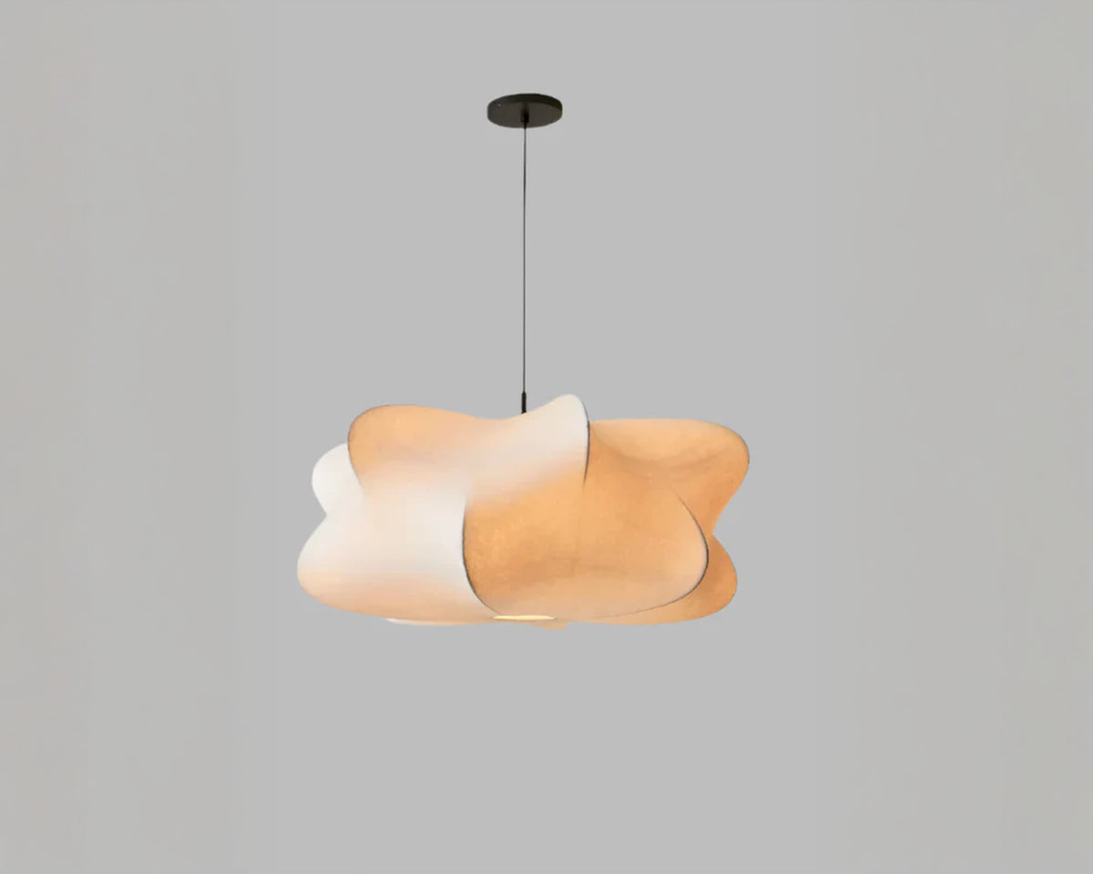 Lustre japonais en soie forme de galet irrégulier