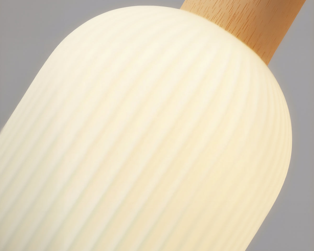 Lustre japonais en bois et verre strié, vue 6