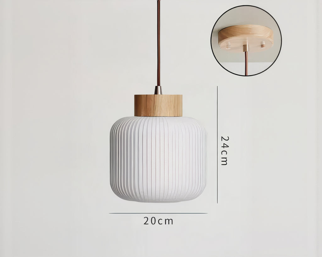 Lustre japonais en bois et verre strié, vue 7