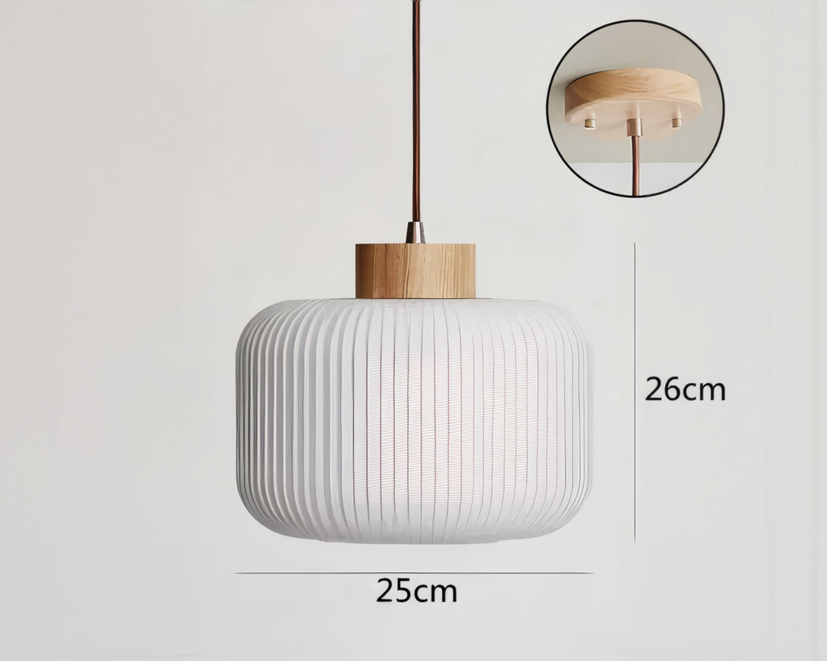 Lustre japonais en bois et verre strié, vue 8