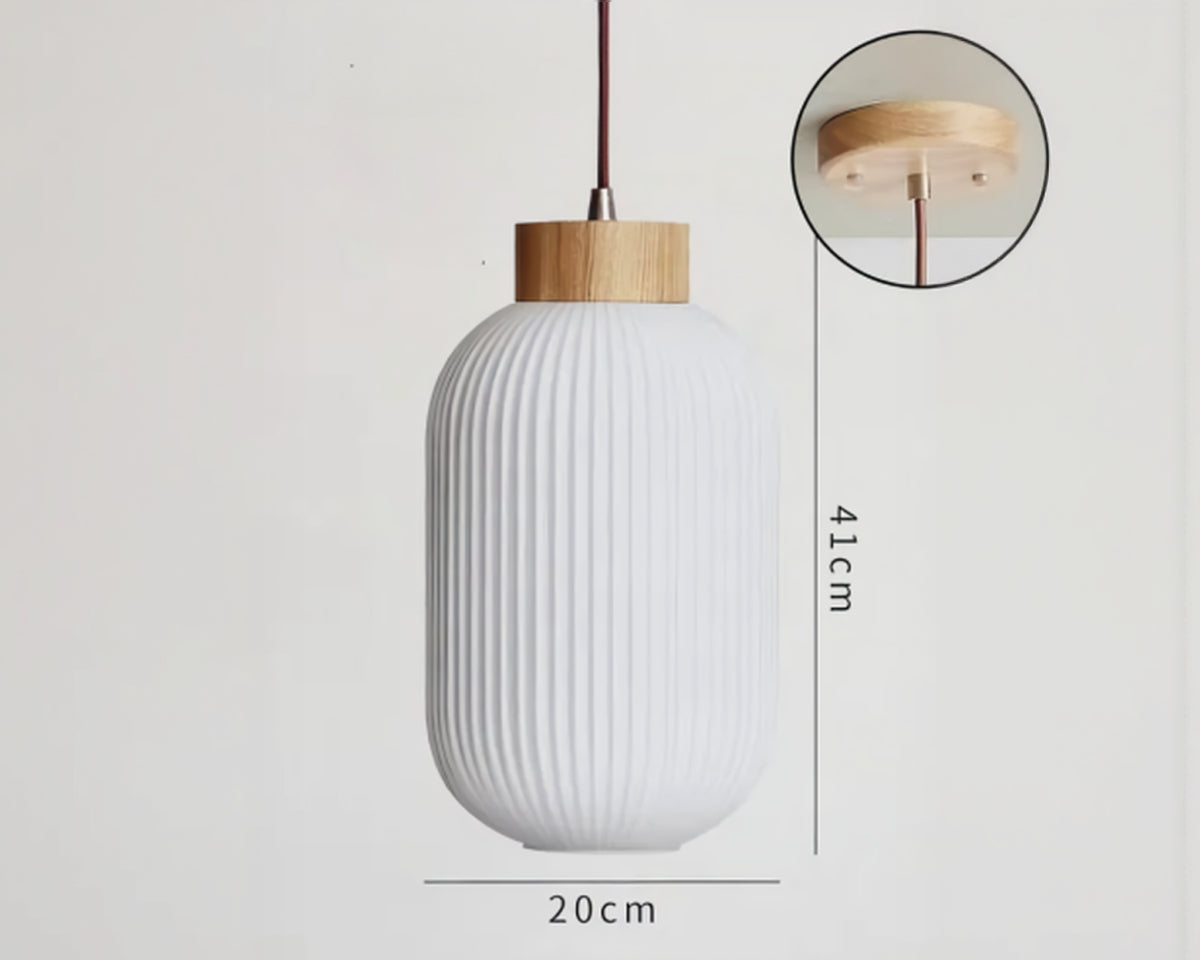 Lustre japonais en bois et verre strié, vue 9