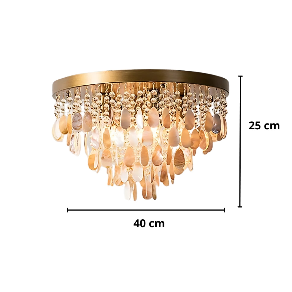 Lustre à pampilles en coquillage sur monture dorée, vue 5