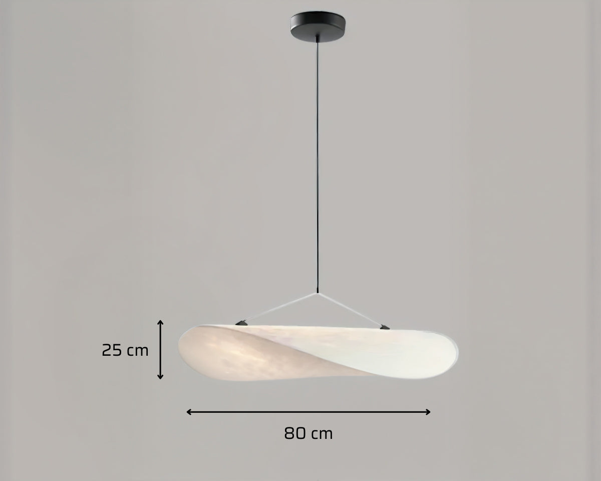 Lustre japonais Japandi en soie aux courbes fluides, vue 8