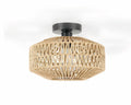Lustre bohème plafonnier en rotin tressé et corde