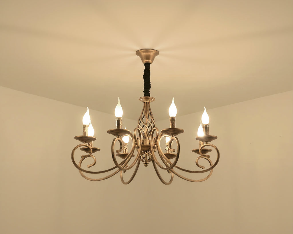 Lustre baroque à six bras en bronze patiné, vue 2