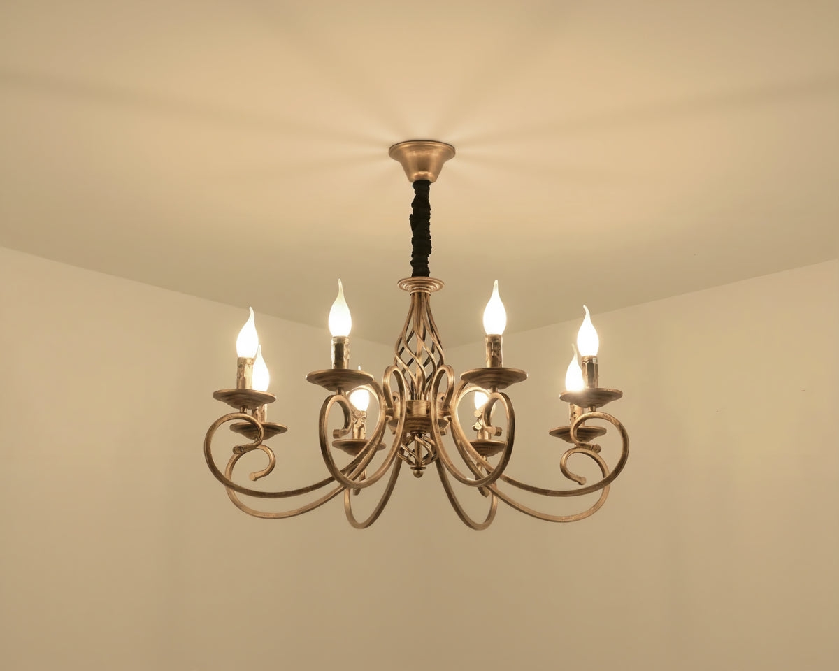 Lustre baroque à six bras en bronze patiné, vue 2