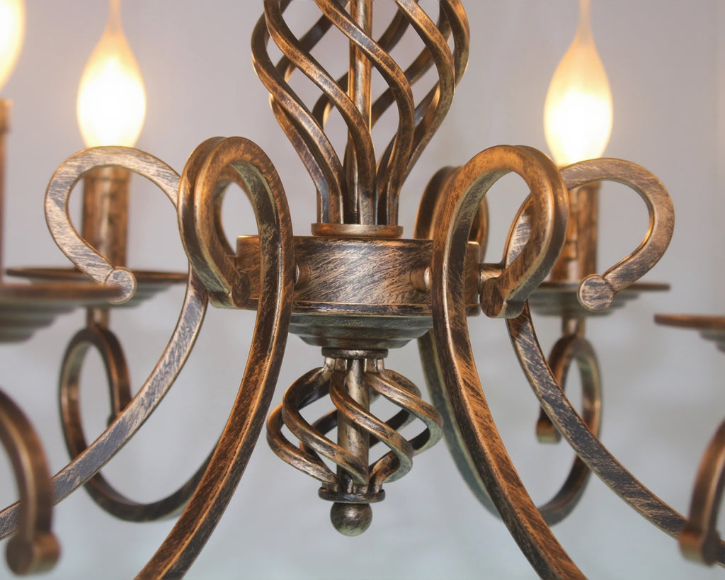 Lustre baroque à six bras en bronze patiné, vue 4