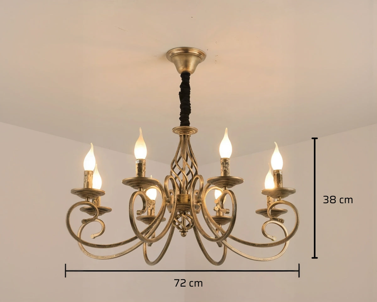 Lustre baroque à six bras en bronze patiné, vue 8