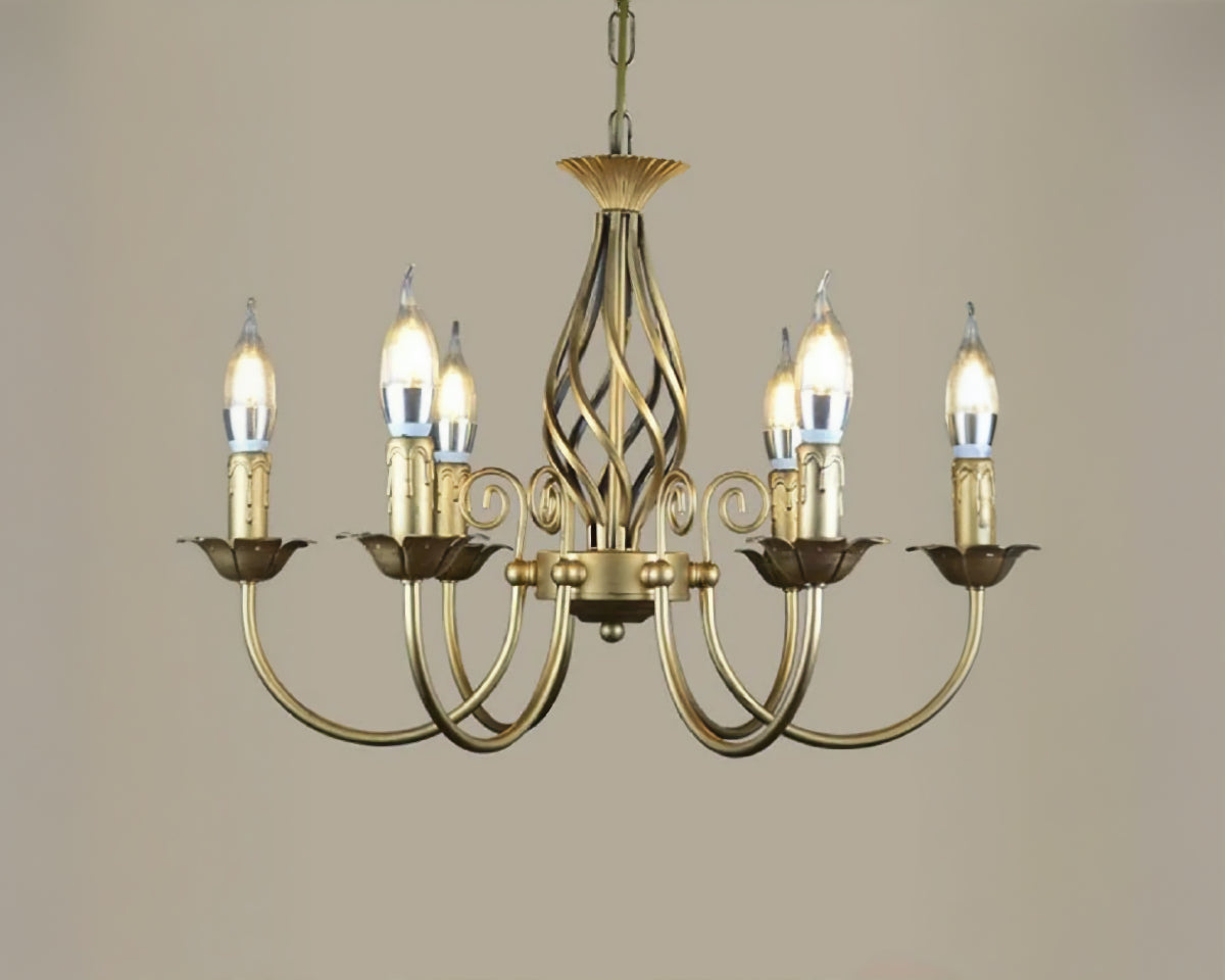 Lustre baroque à fût torsadé effet bronze