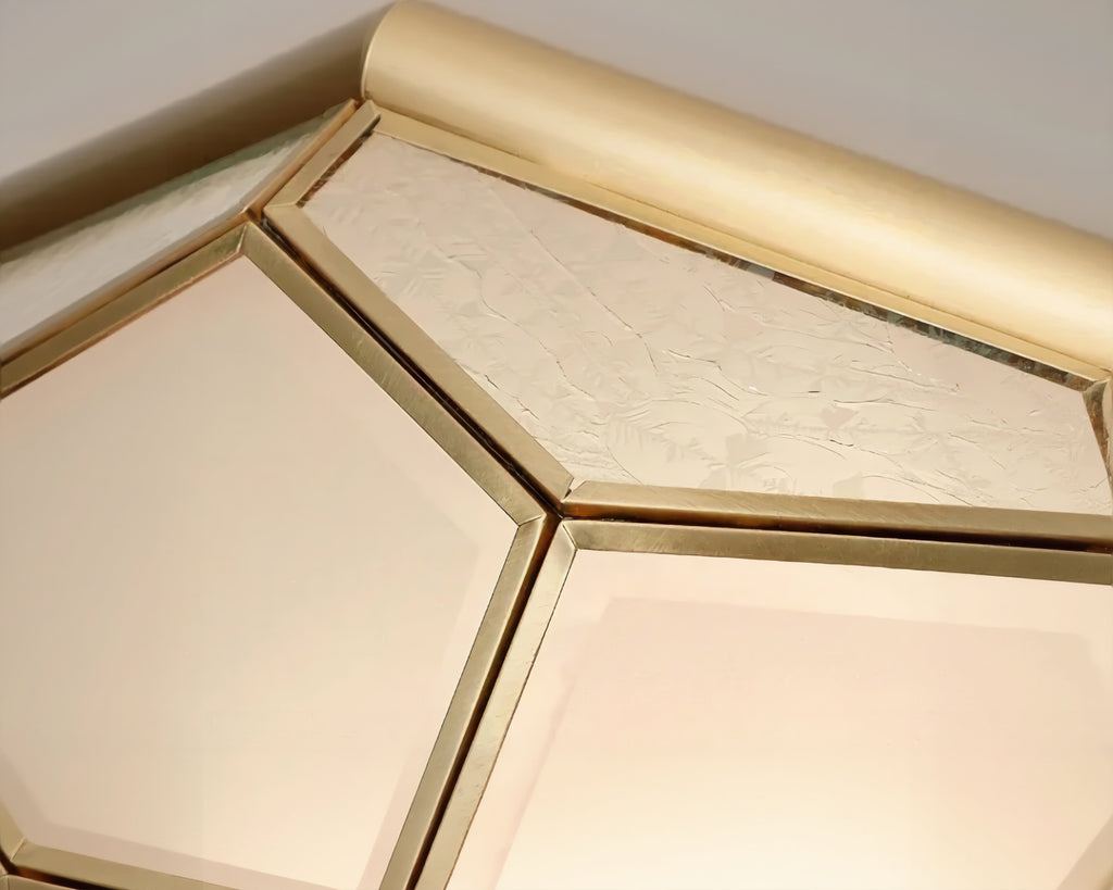 Lustre cristal plafonnier octogonal finition bronze brossé, vue 2