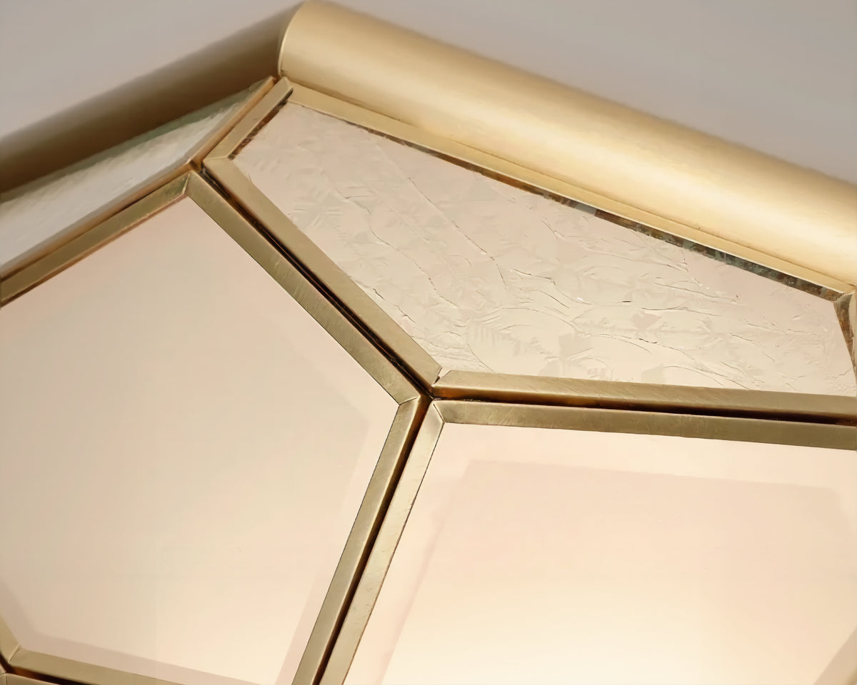 Lustre cristal plafonnier octogonal finition bronze brossé, vue 2