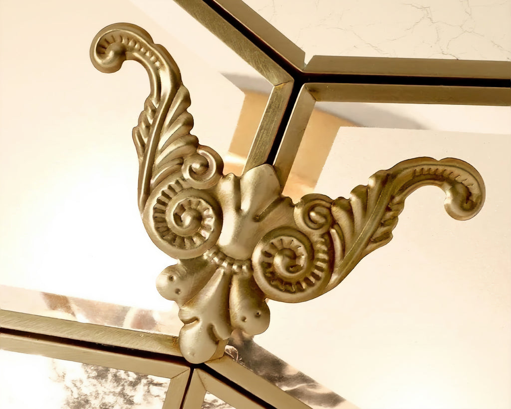Lustre cristal plafonnier octogonal finition bronze brossé, vue 4