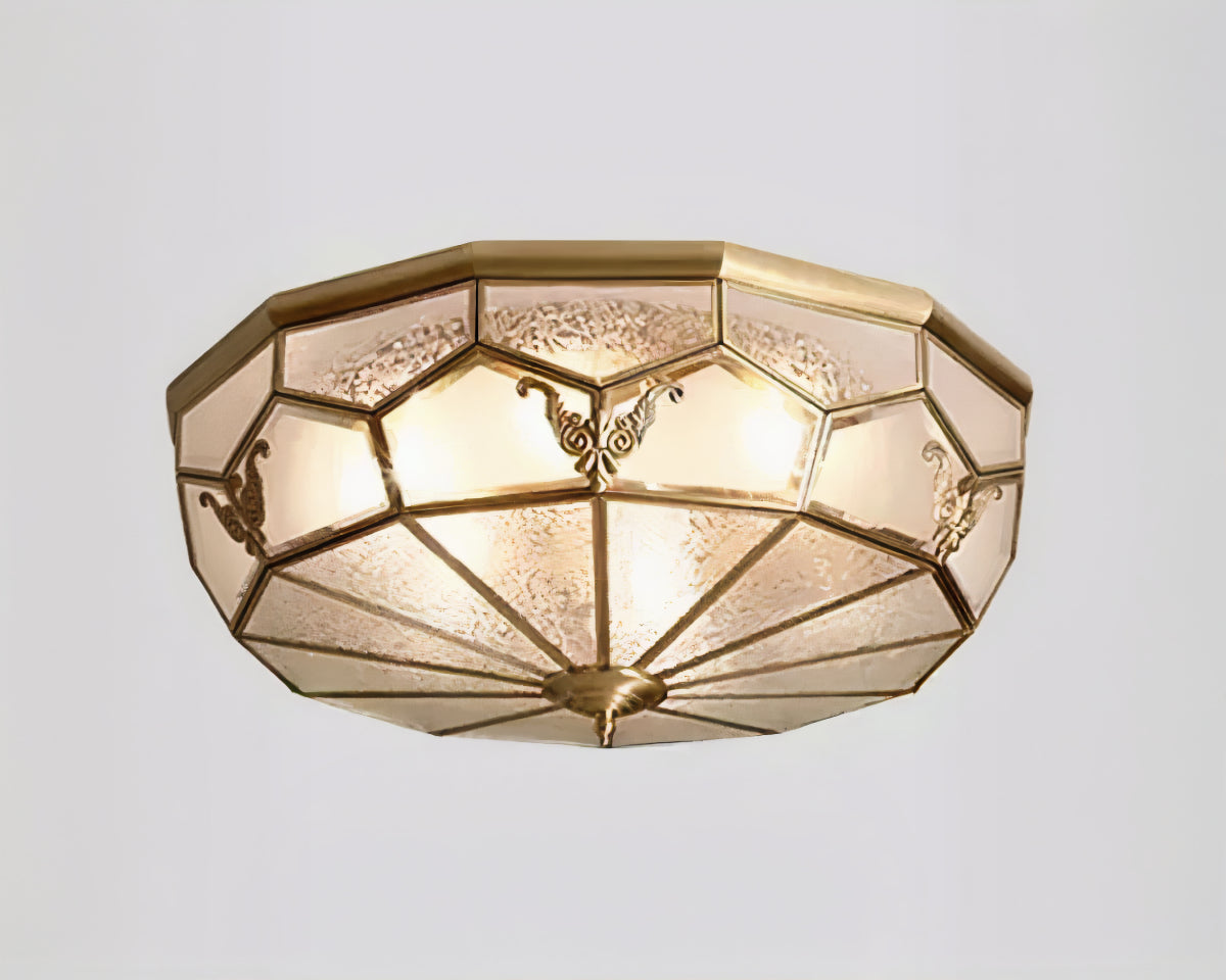 Lustre cristal plafonnier octogonal finition bronze brossé, vue 6
