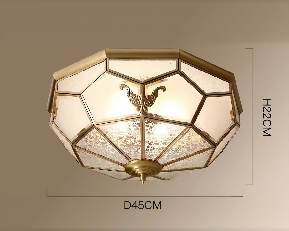 Lustre cristal plafonnier octogonal finition bronze brossé, vue 8
