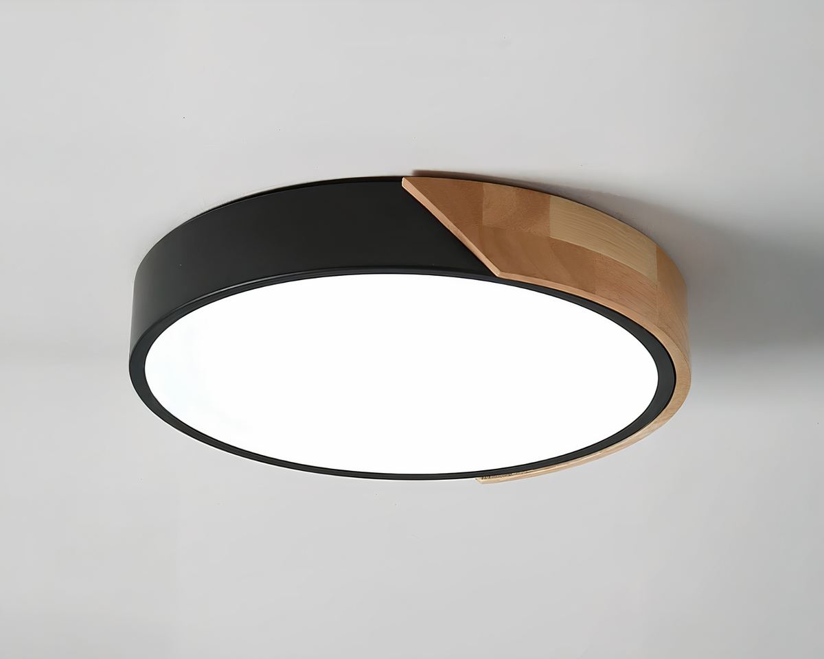 Lustre sans fil rond nordique bois et métal coloré, vue 5