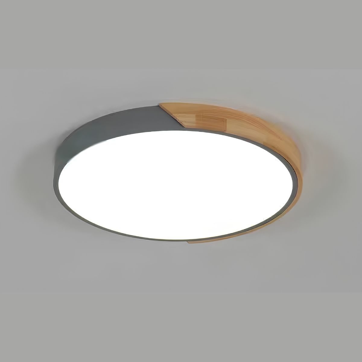 Lustre sans fil rond nordique bois et métal coloré, vue 9