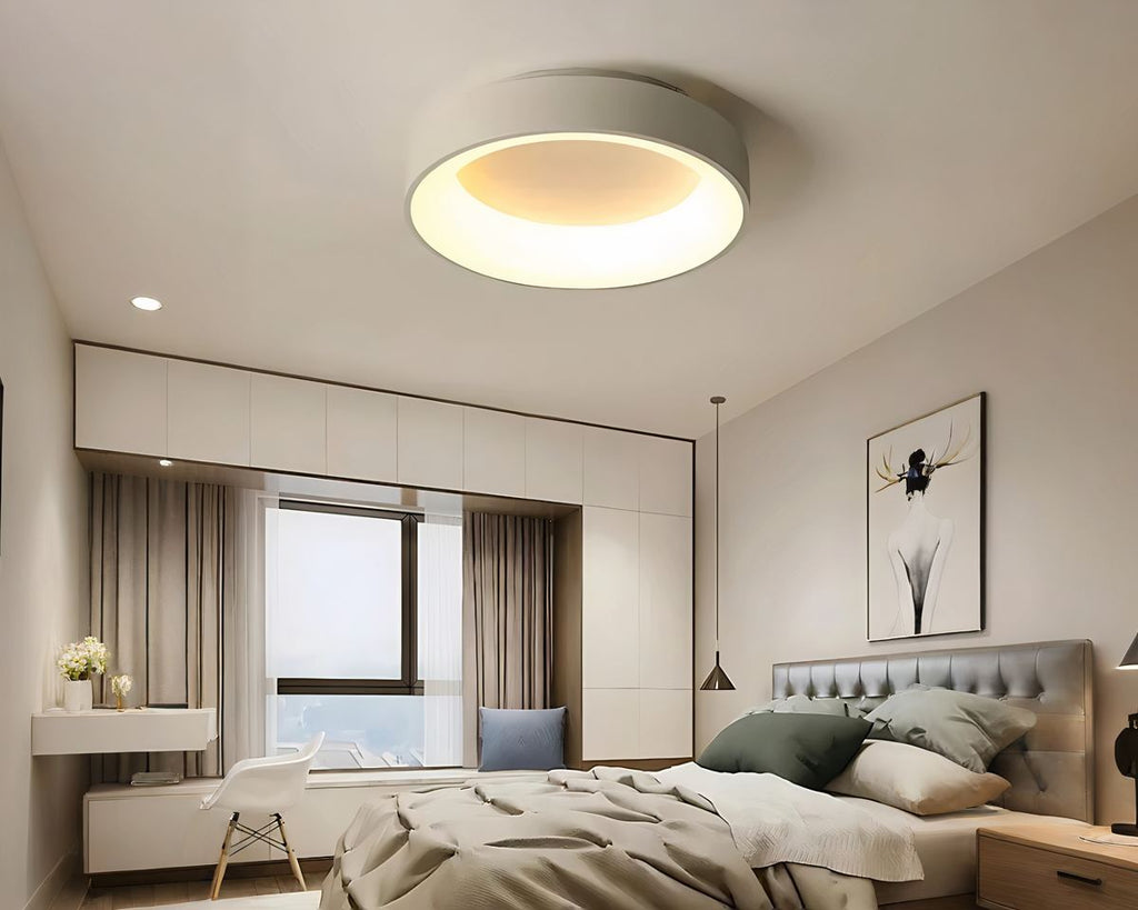 Lustre sans fil disque plat blanc chaud