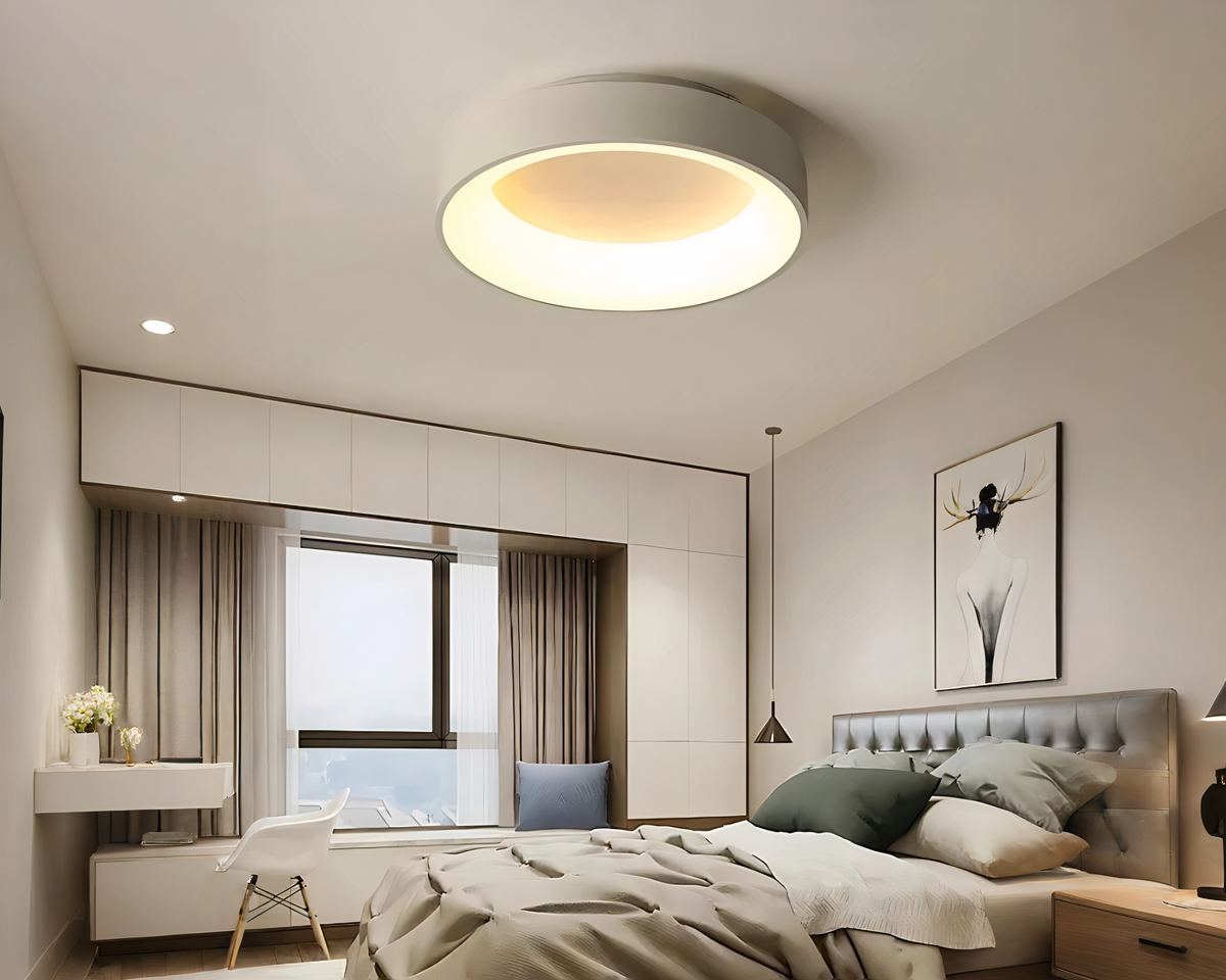 Lustre sans fil disque plat blanc chaud