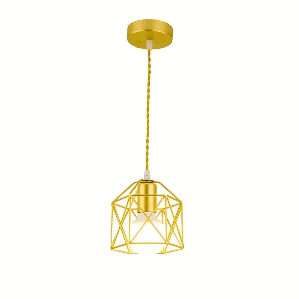 Petit lustre industriel en métal noir ou doré, vue 5
