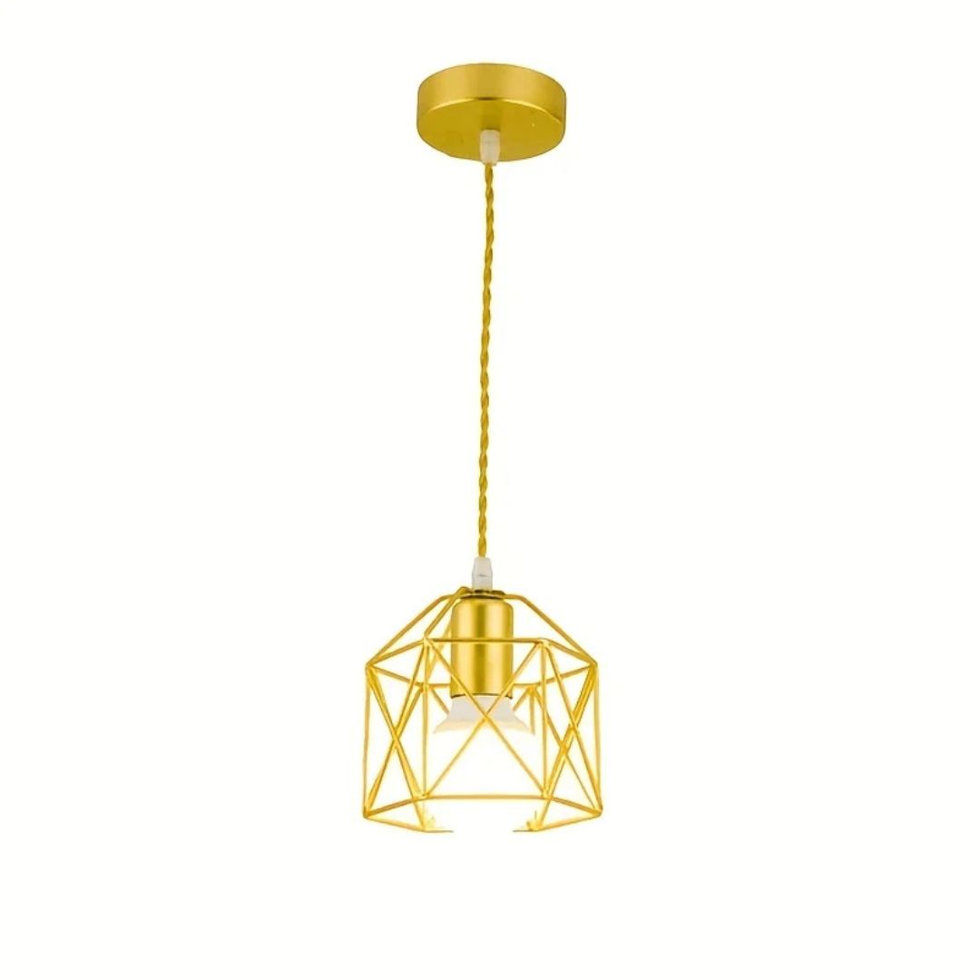 Petit lustre industriel en métal noir ou doré, vue 5