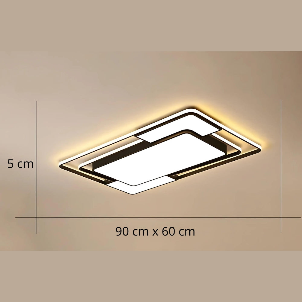 Lustre sans fil panneau plat noir à motif géométrique, vue 7