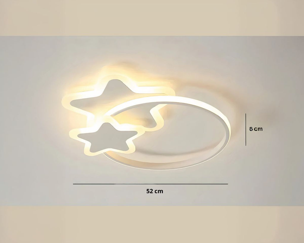 Lustre chambre ado plat avec cercle et étoiles LED, vue 5