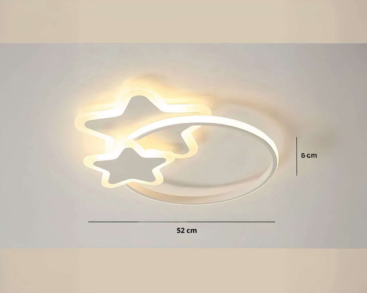 Lustre chambre ado plat avec cercle et étoiles LED, vue 5