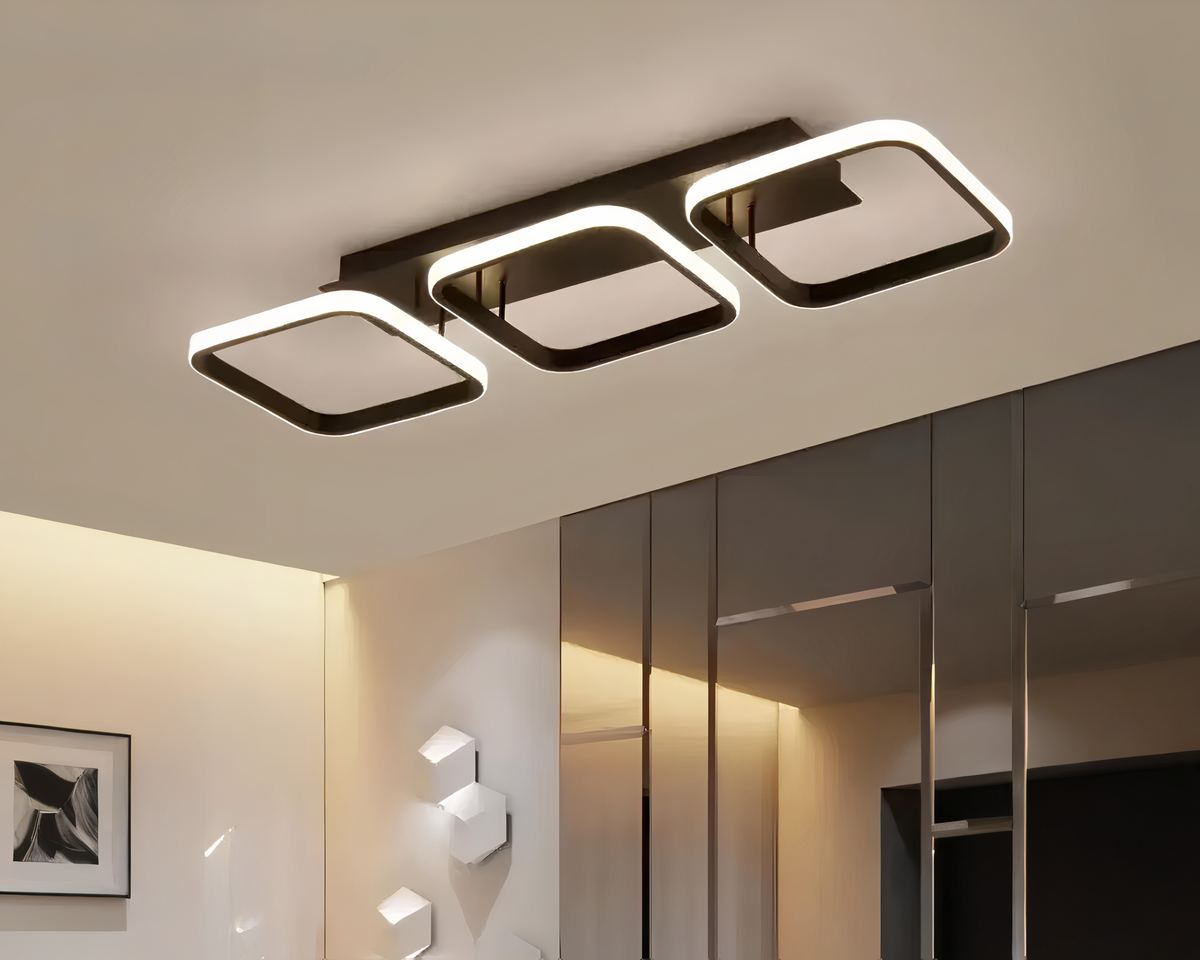 Lustre sans fil trio de carrés ou de ronds lumineux