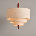 Lustre japonais trois abat-jour en lin beige