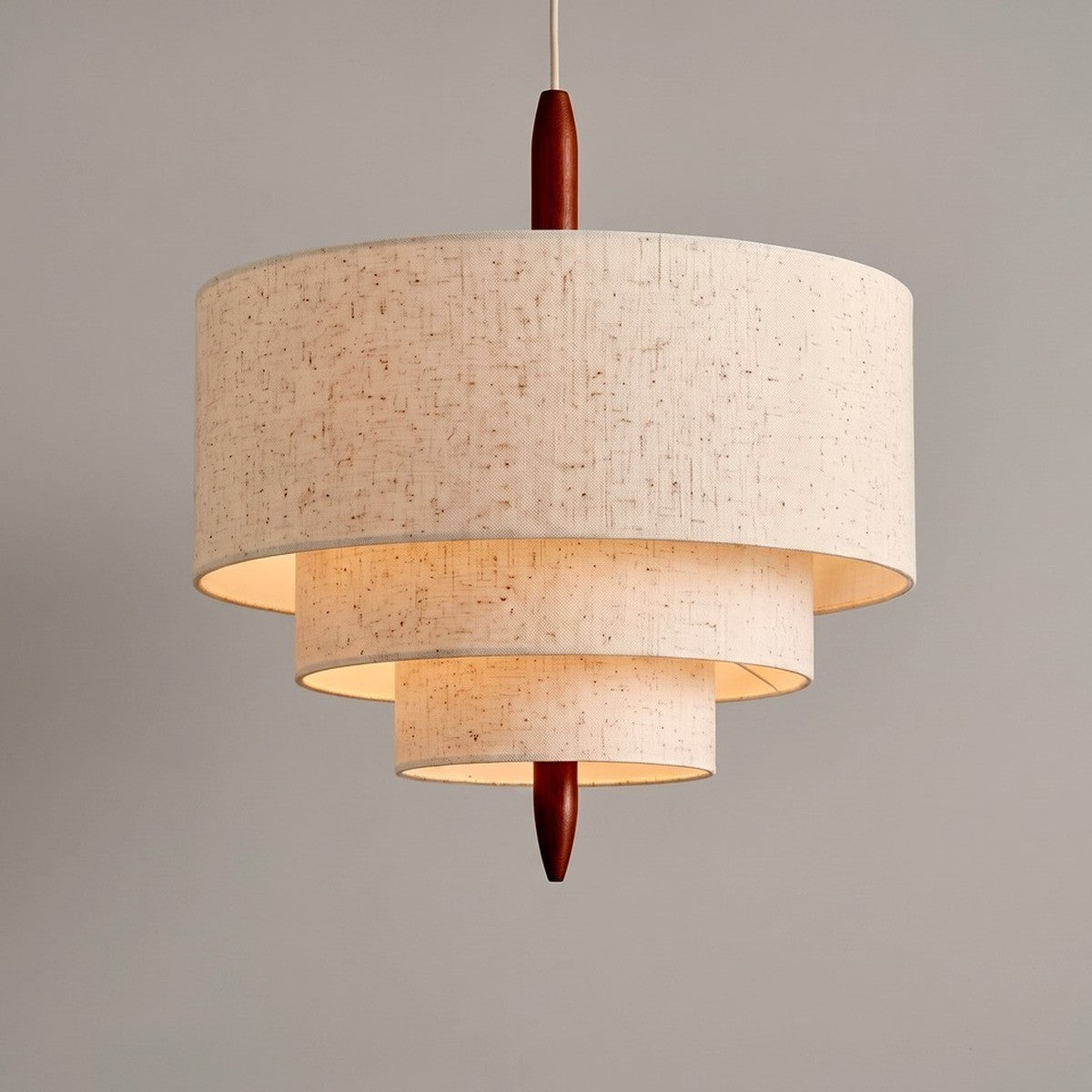 Lustre japonais trois abat-jour en lin beige