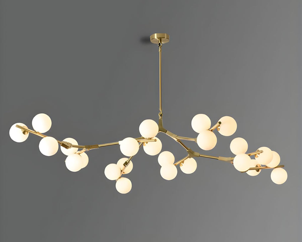 Lustre moderne ramifié à multiples boules de verre