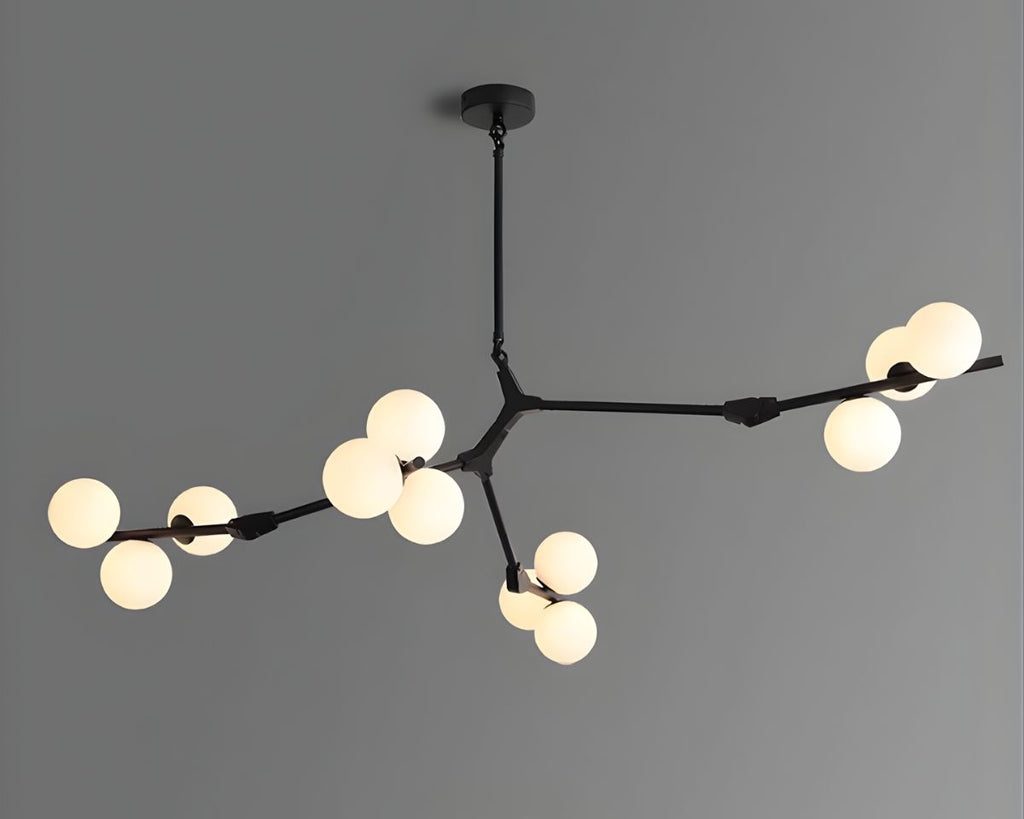 Lustre moderne ramifié à multiples boules de verre, vue 4