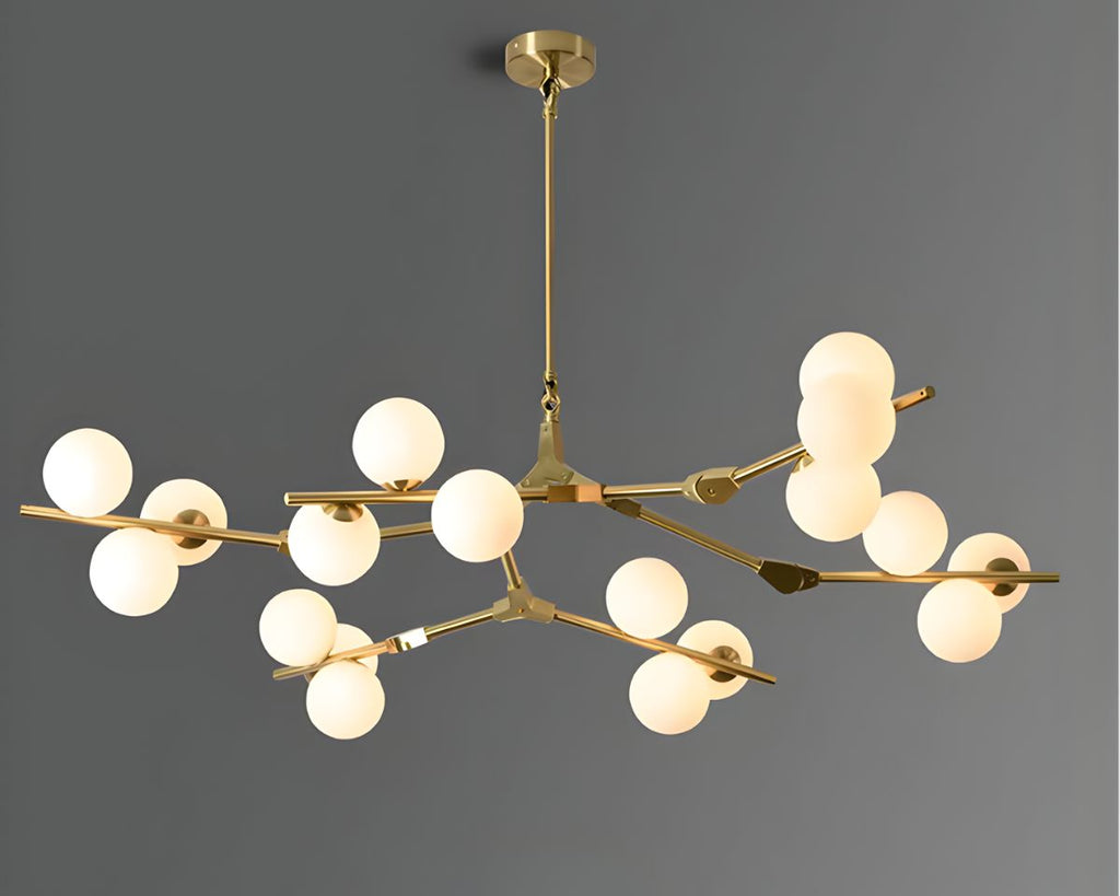 Lustre moderne ramifié à multiples boules de verre, vue 5