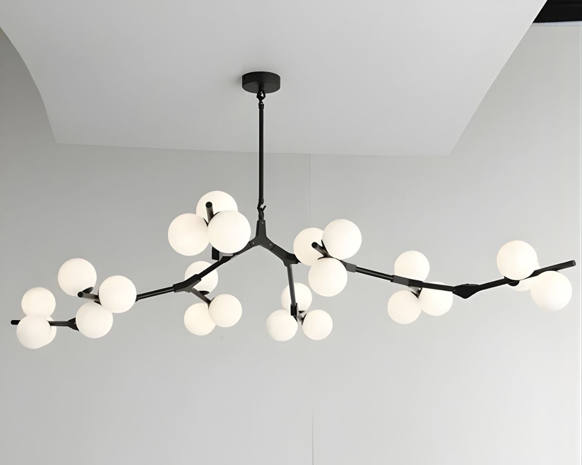 Lustre moderne ramifié à multiples boules de verre, vue 7