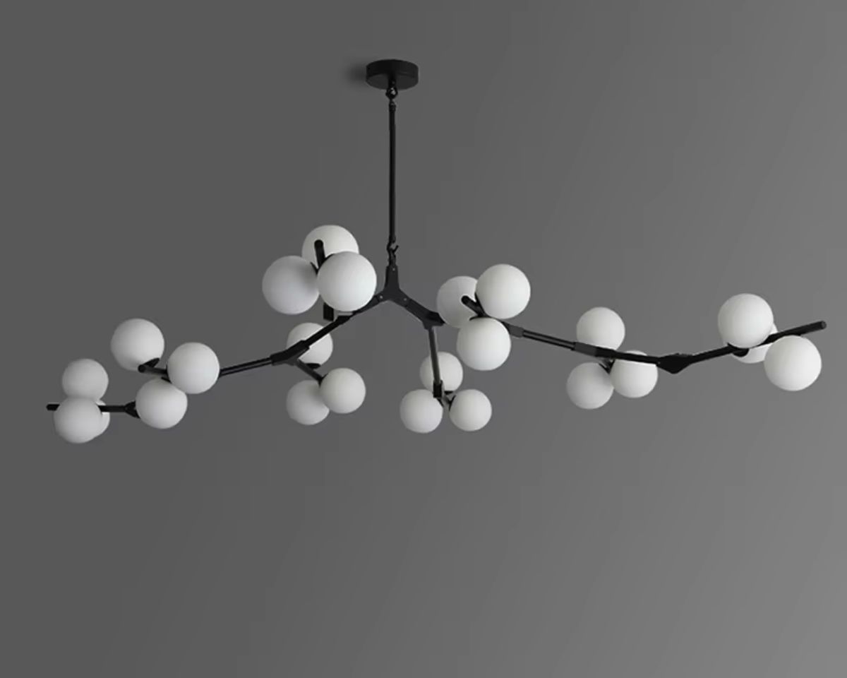 Lustre moderne ramifié à multiples boules de verre, vue 8