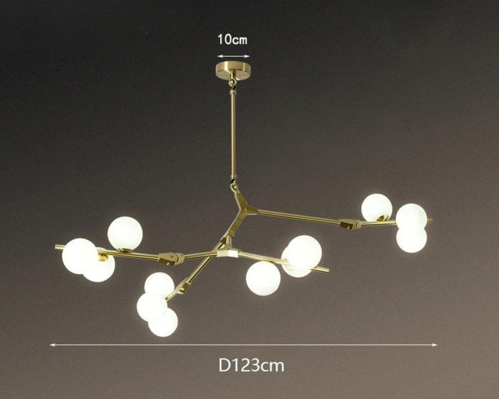 Lustre moderne ramifié à multiples boules de verre, vue 10