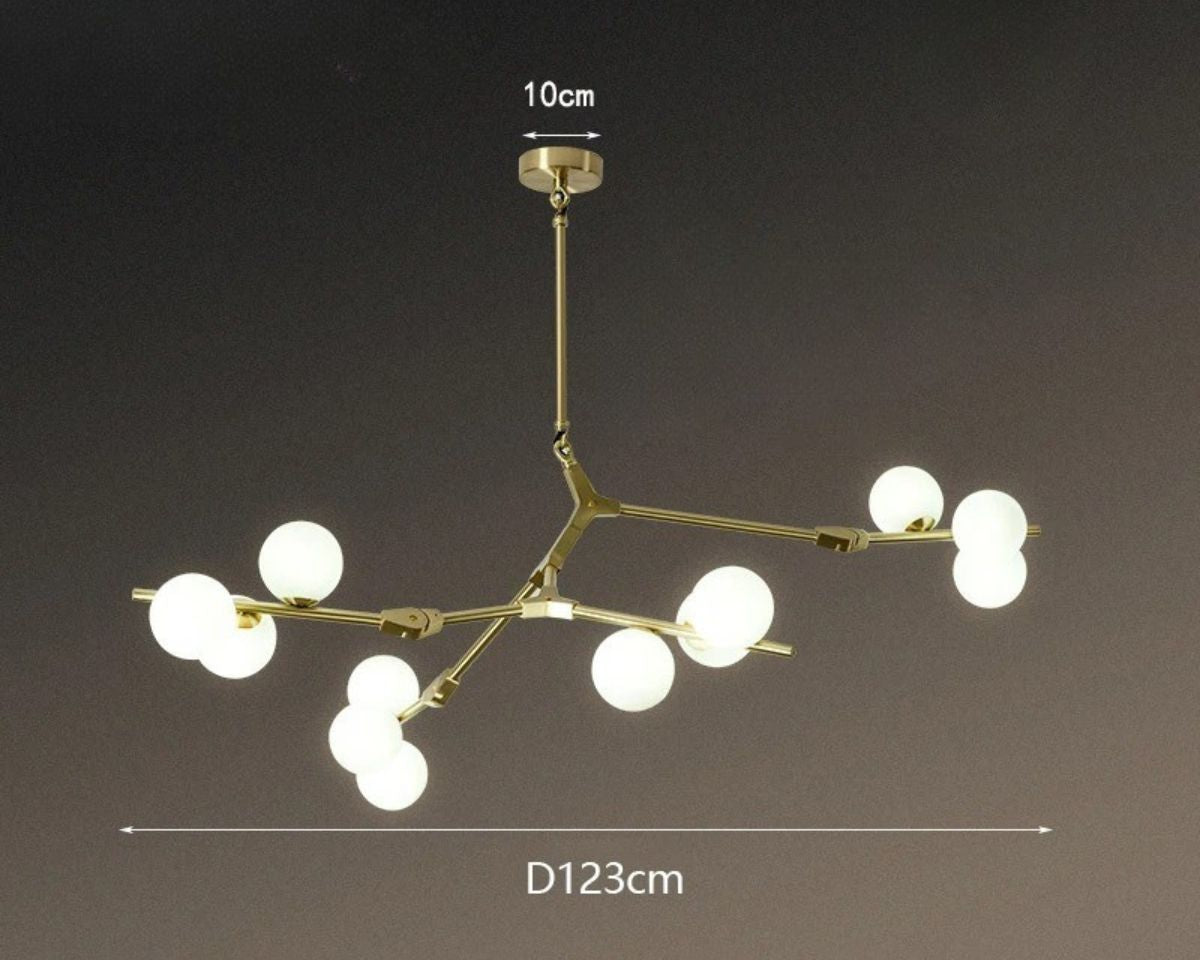 Lustre moderne ramifié à multiples boules de verre, vue 10