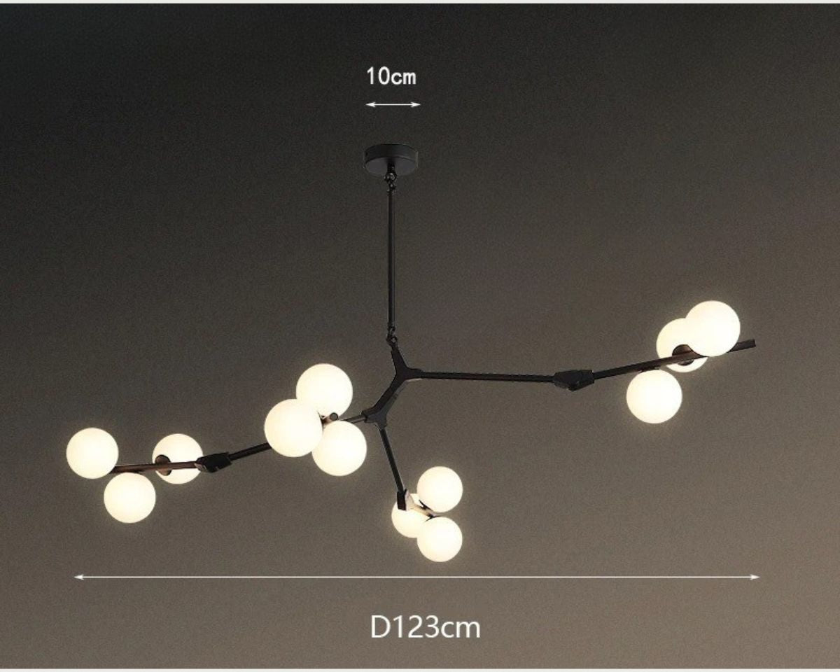 Lustre moderne ramifié à multiples boules de verre, vue 13