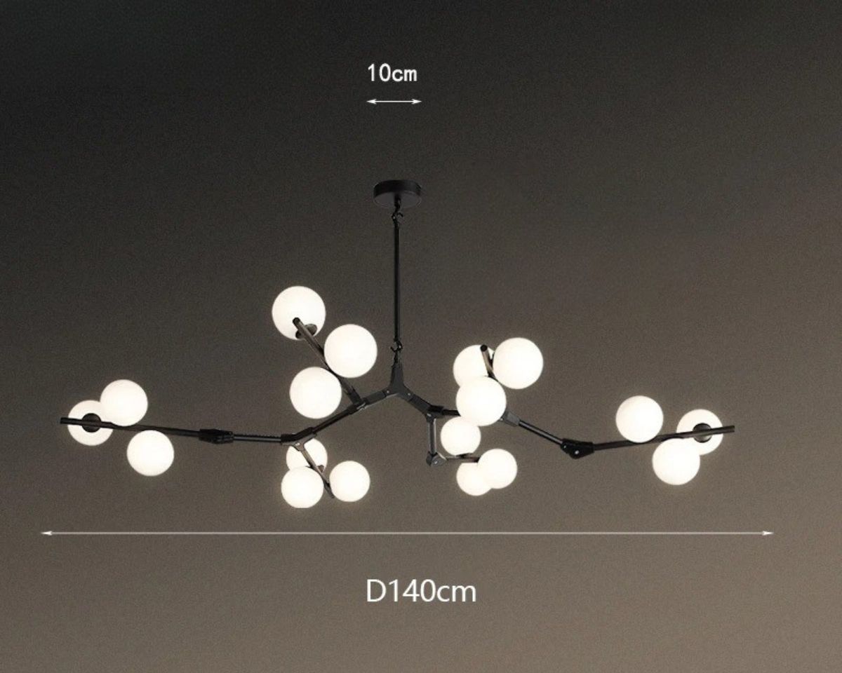 Lustre moderne ramifié à multiples boules de verre, vue 14