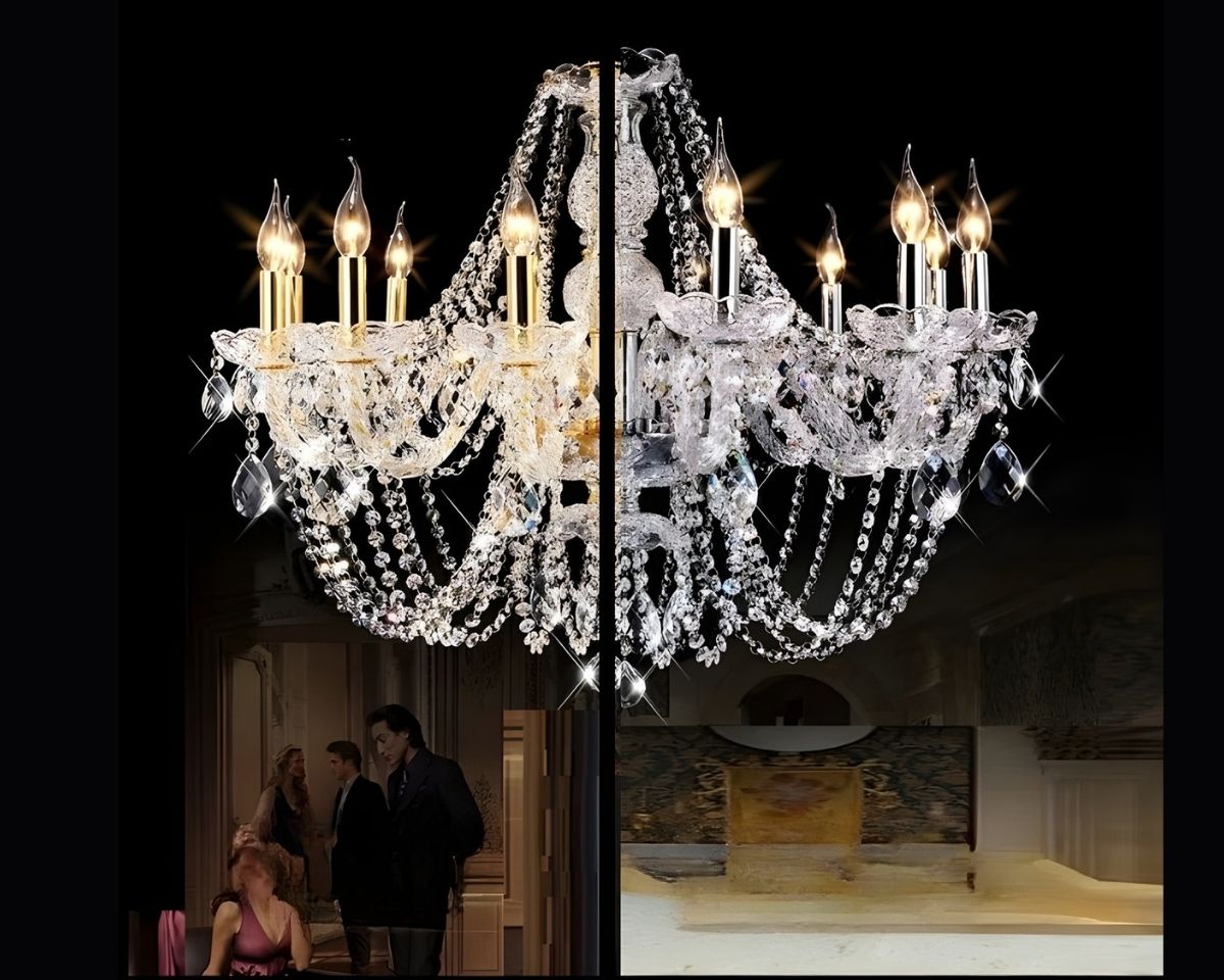 Lustre cristal baroque à six ou huit bougeoirs, vue 3