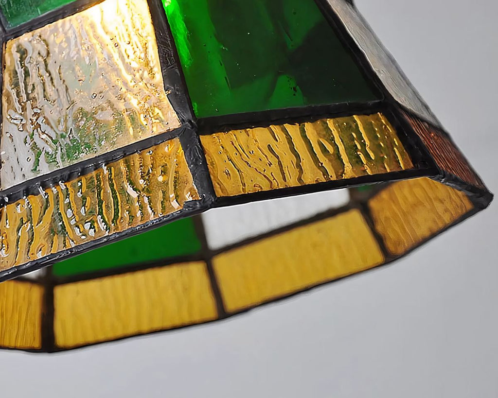 Lustre art déco petit format en verre peint multicolore, vue 10
