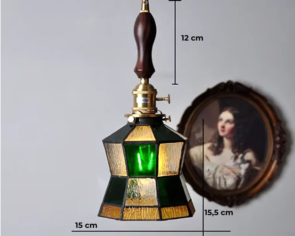 Lustre art déco petit format en verre peint multicolore, vue 12