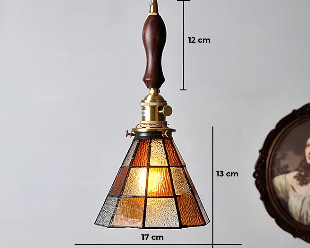 Lustre art déco petit format en verre peint multicolore, vue 13