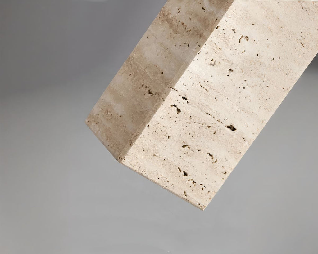 Lustre bohème en travertin et bois, rond ou rectangle, vue 4