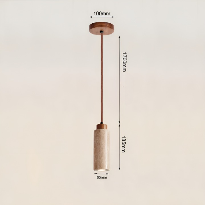 Lustre bohème en travertin et bois, rond ou rectangle, vue 7