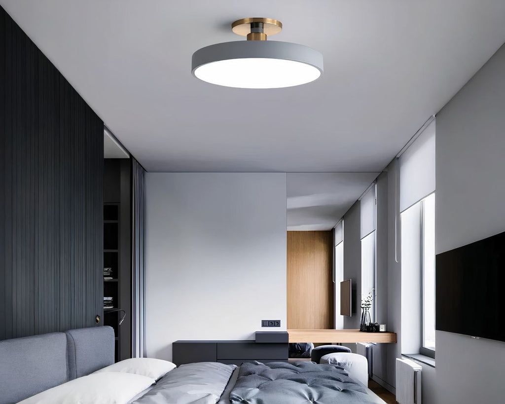 Lustre sans fil disque pastel et support doré, vue 2