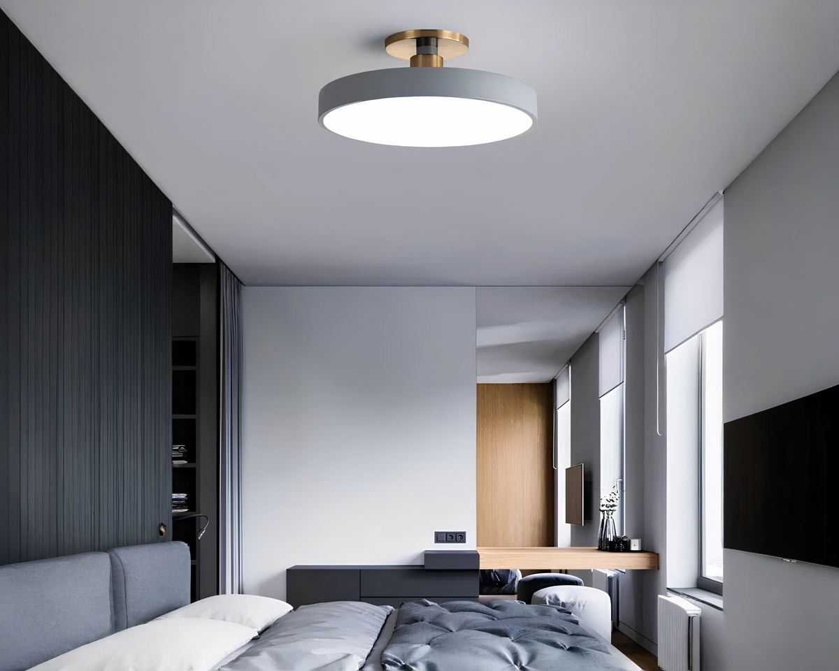 Lustre sans fil disque pastel et support doré, vue 2