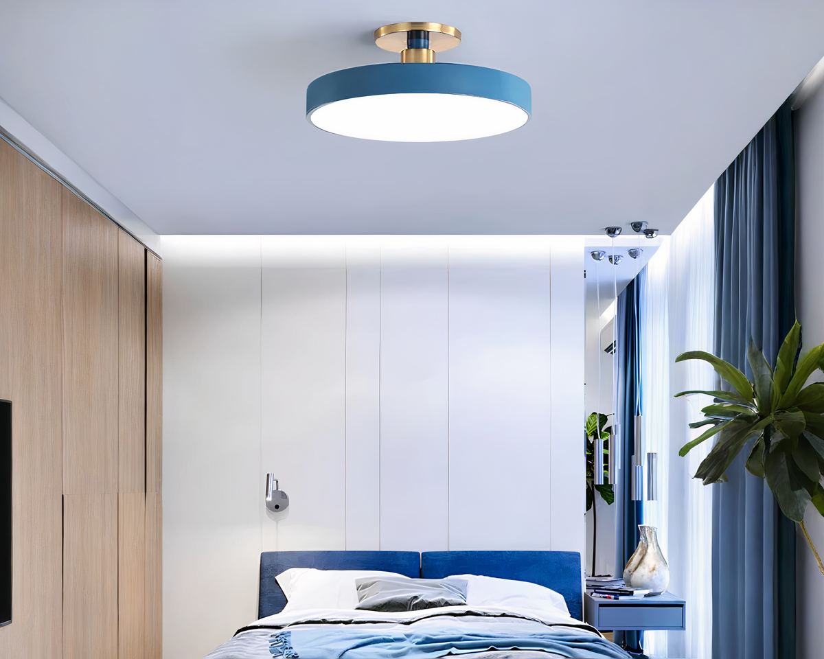 Lustre sans fil disque pastel et support doré, vue 3