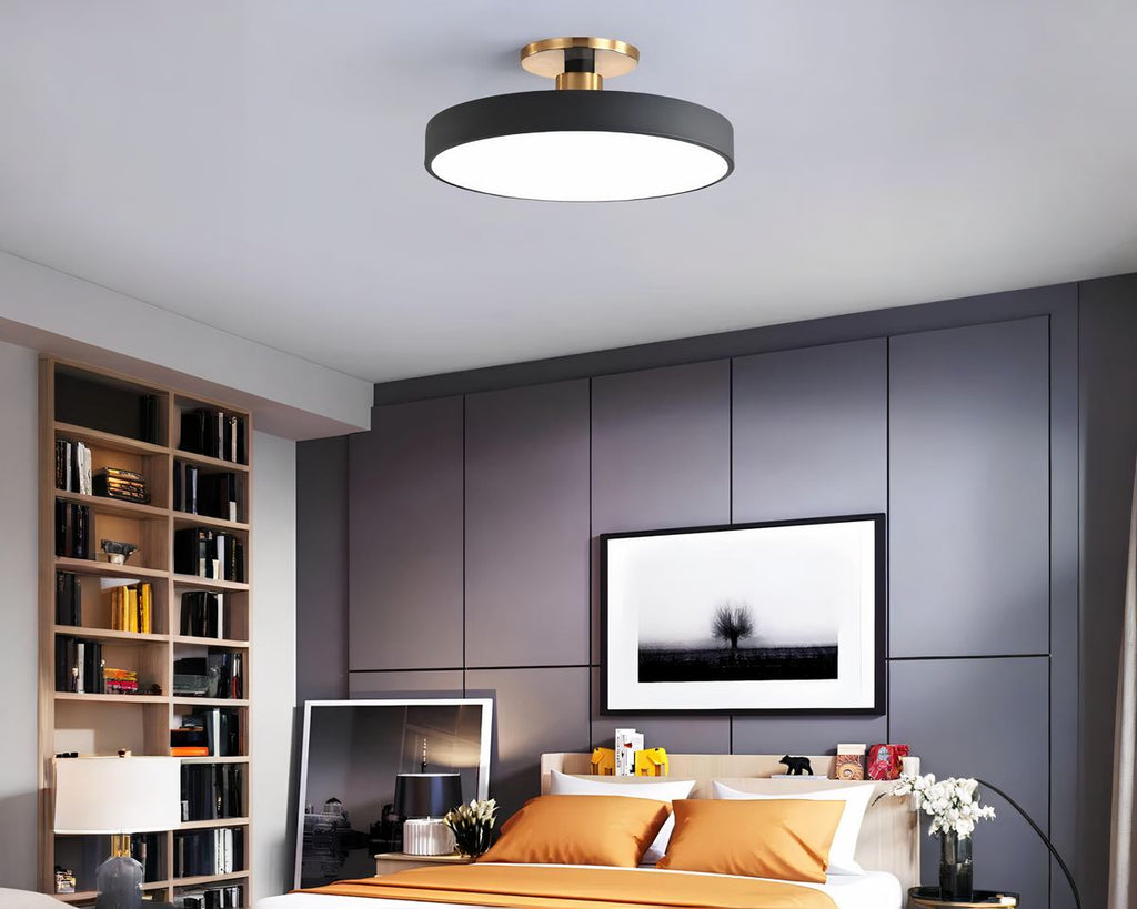 Lustre sans fil disque pastel et support doré, vue 5