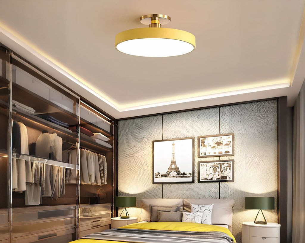 Lustre sans fil disque pastel et support doré, vue 6